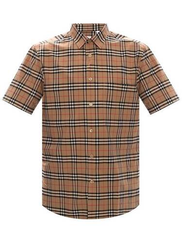 버버리 Short sleeve Small Scale Check Stretch Cotton Shirt쇼트 슬리브 스몰 스케일 체크 스트레치 코튼 셔츠 8020965
